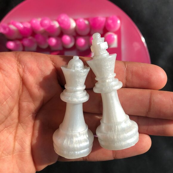 Vinyl Chess Set - Pink and White