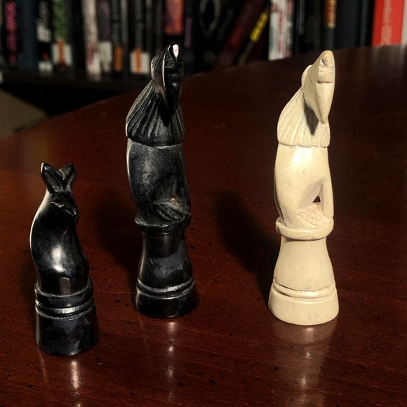 African Vintage Chess Set - Clean White Chess Board