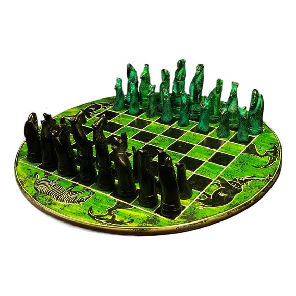 African Vintage Chess Set - Wild Green Chess Board