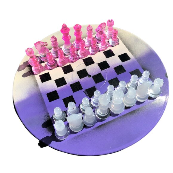 Vinyl Chess Set - Purple and White