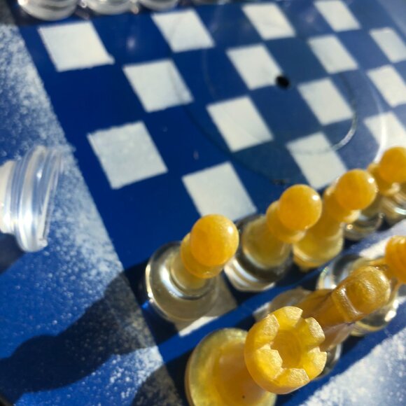 Vinyl Chess Set - Yellow and Blue