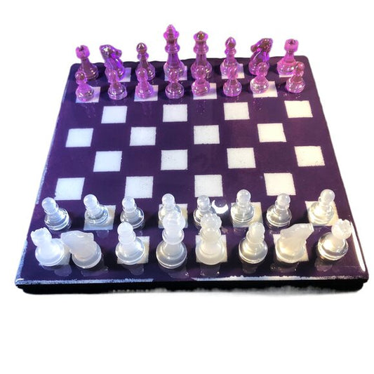 Resin Chess Set - Purple and White