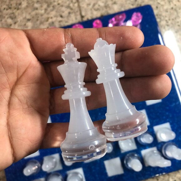 Resin Chess Set - Speckled Blue