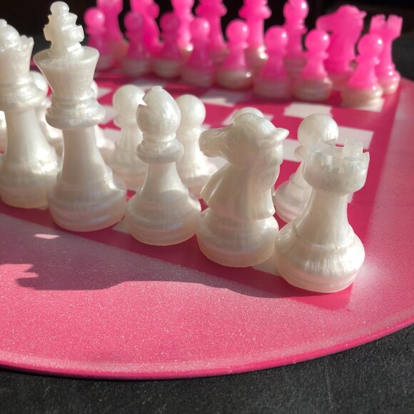 Vinyl Chess Set - Pink and White