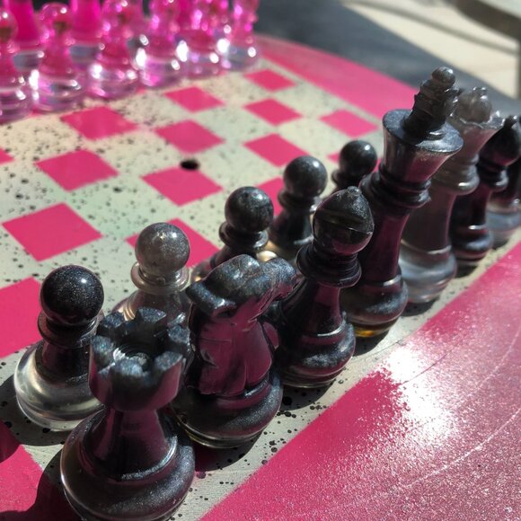 Vinyl Chess Set - Royal Pink