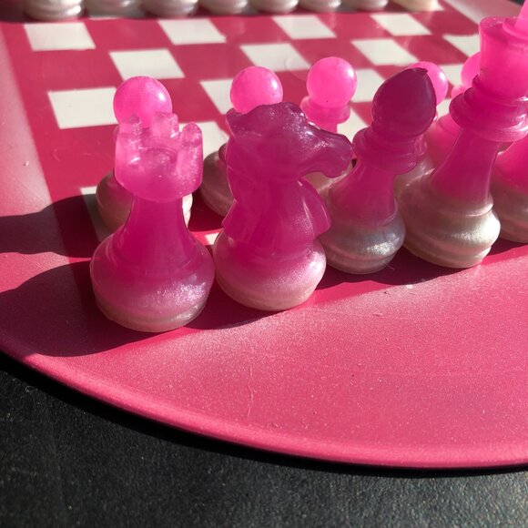 Vinyl Chess Set - Pink and White