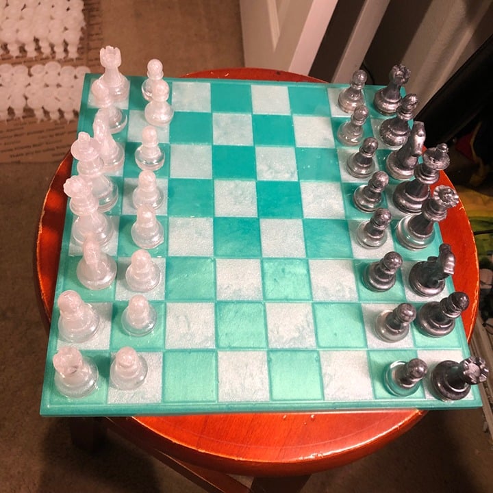 Handmade Resin Chess Set - Aqua Green