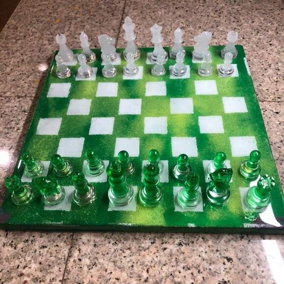 Resin Chess Set - Green Forest