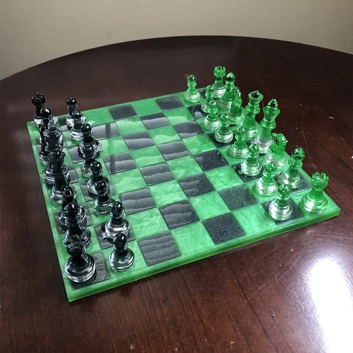 Handmade Resin Chess Set - Candy Green