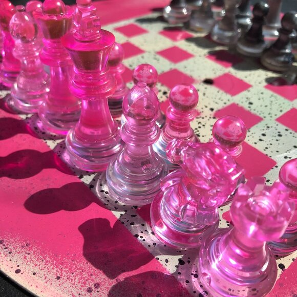 Vinyl Chess Set - Royal Pink