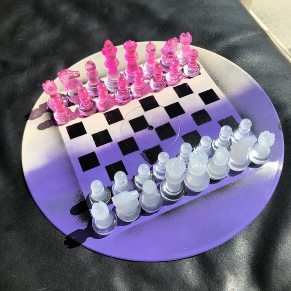 Vinyl Chess Set - Purple and White