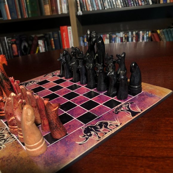 African Vintage Chess Set - Kenyan Chess Board