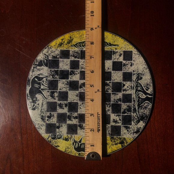 African Vintage Chess Set - Yellow Checkered Chess Board