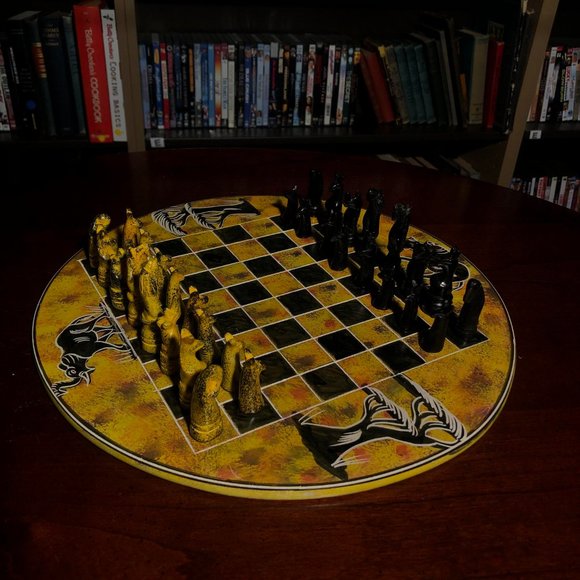 African Vintage Chess Set - Yellow Chess Board