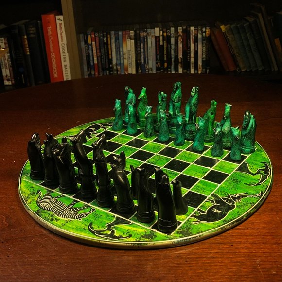 African Vintage Chess Set - Wild Green Chess Board