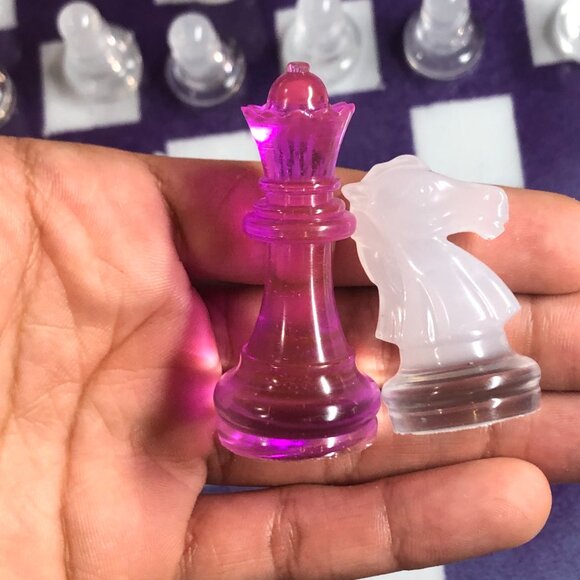 Resin Chess Set - Purple and White