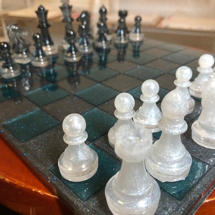 Handmade Resin Chess Set - Blue Space