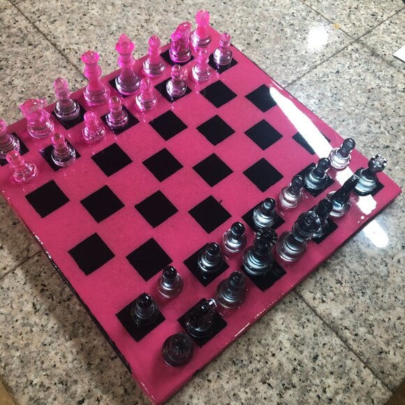 Resin Chess Set - Hot Pink