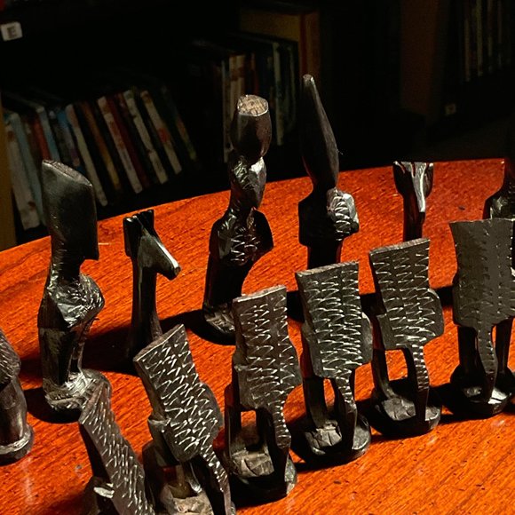 African Vintage Chess Set - Ancient Style Chess Board