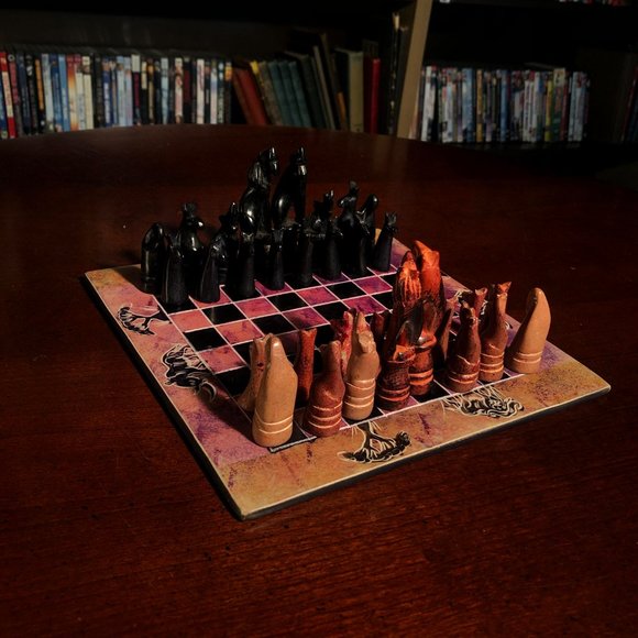 African Vintage Chess Set - Kenyan Chess Board