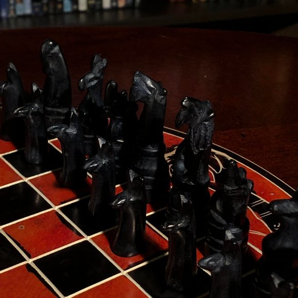 African Vintage Chess Set - Orange Chess Board