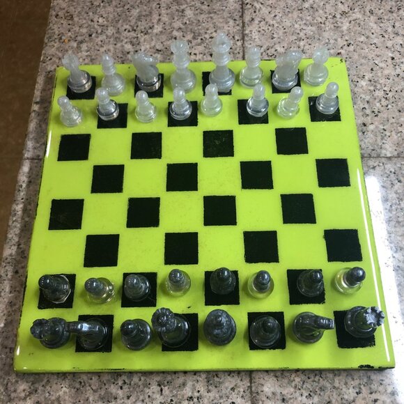 Resin Chess Set - Lime Green