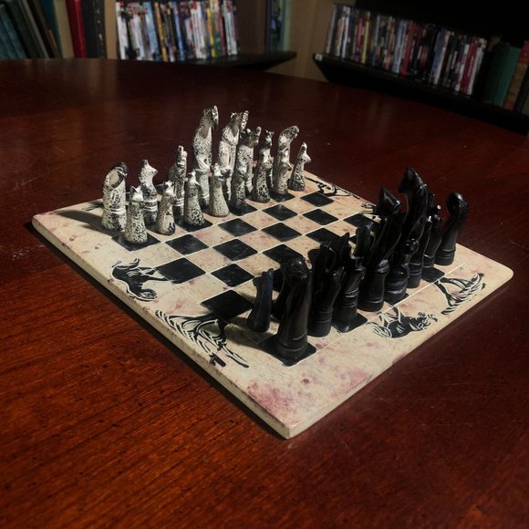 African Vintage Chess Set - Kenyan Old Chess Board