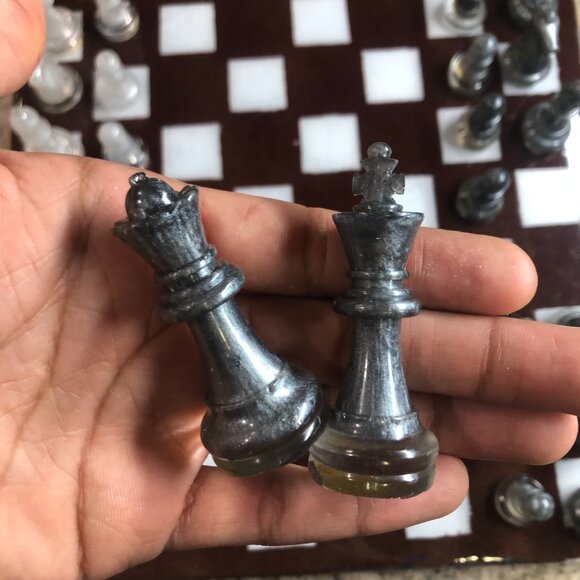 Resin Chess Set - Brown and White