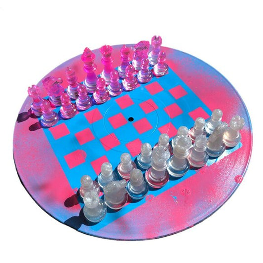 Vinyl Chess Set - Pink and Blue