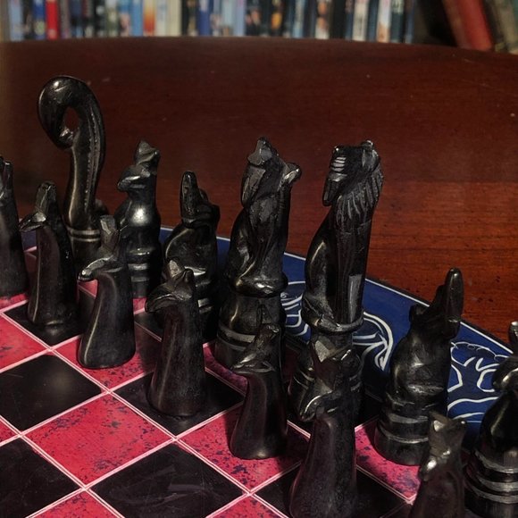 African Vintage Chess Set - Elephant Kenyan Chess Board