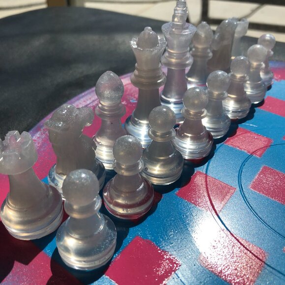 Vinyl Chess Set - Pink and Blue