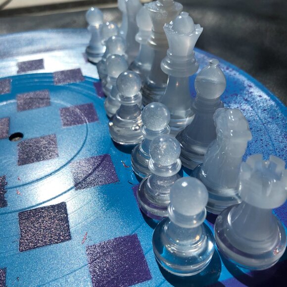 Vinyl Chess Set - Purple and Blue