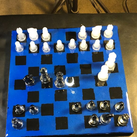 Resin Chess Set - Blue and Black