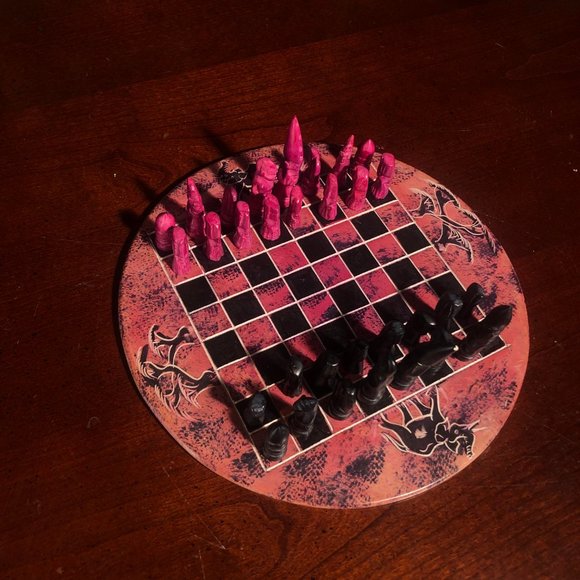 African Vintage Chess Set - Pink Chess Board