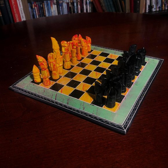 African Vintage Chess Set - Kenyan Chess Board