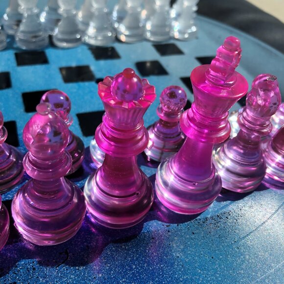 Vinyl Chess Set - Blue Mist