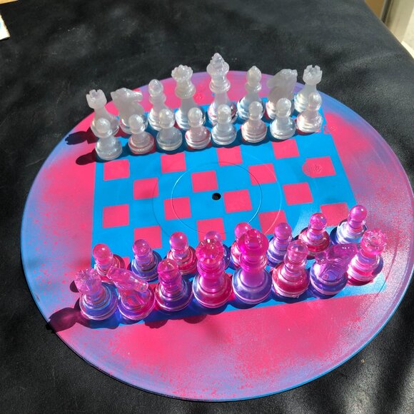 Vinyl Chess Set - Pink and Blue