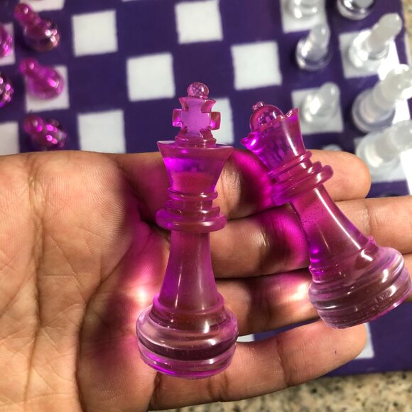 Resin Chess Set - Purple and White