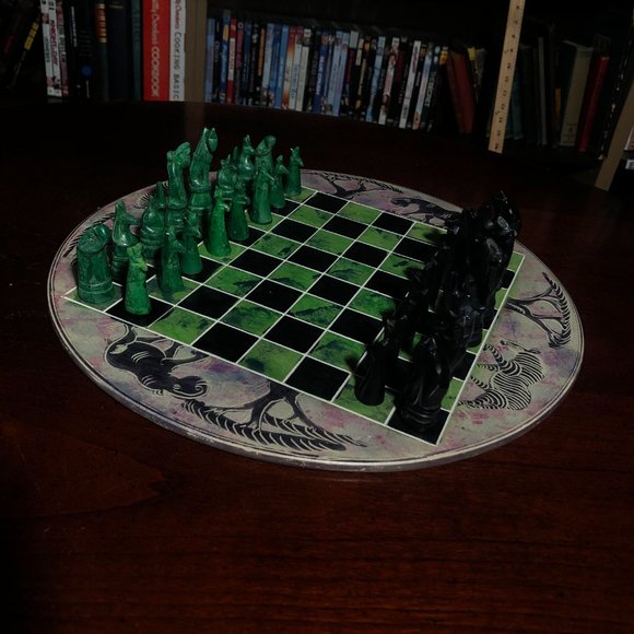 African Vintage Chess Set - Chill Green Chess Board