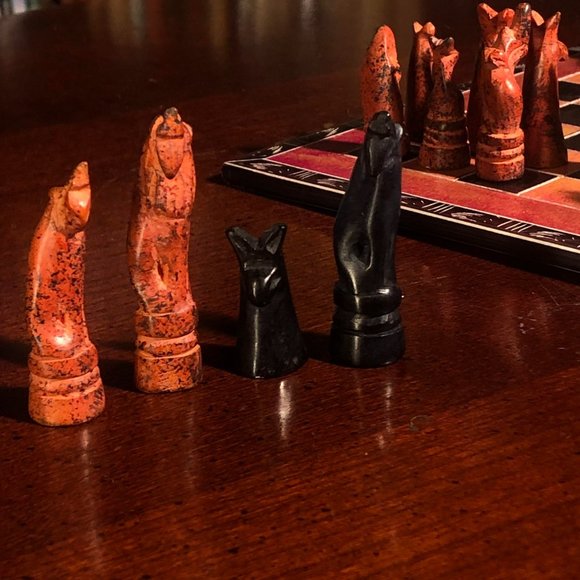 African Vintage Chess Set - Fancy Kenyan Chess Board