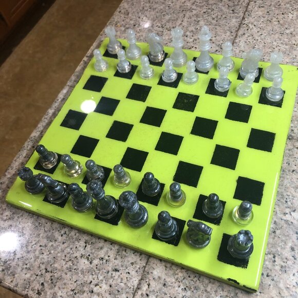 Resin Chess Set - Lime Green