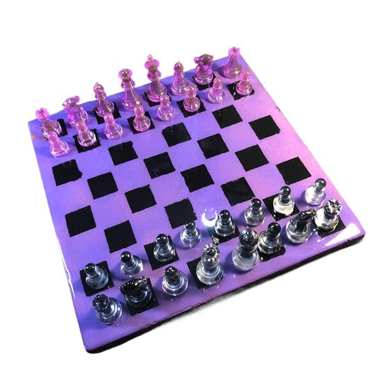 Resin Chess Set - Purple and Black