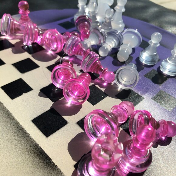 Vinyl Chess Set - Purple and White