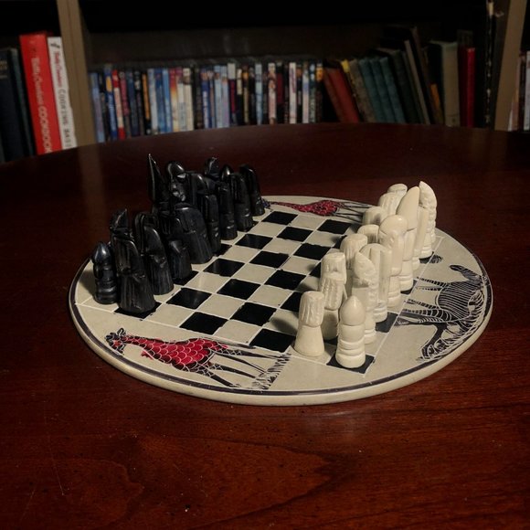 African Vintage Chess Set - White Chess Board