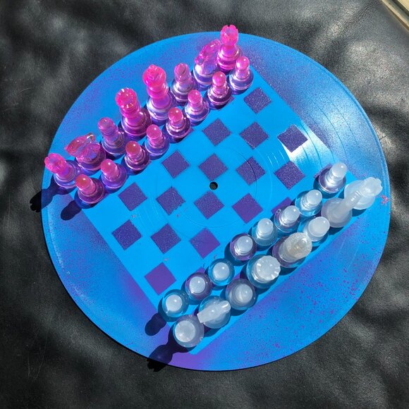 Vinyl Chess Set - Purple and Blue