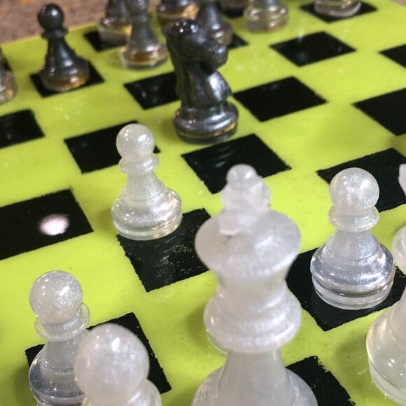 Resin Chess Set - Lime Green