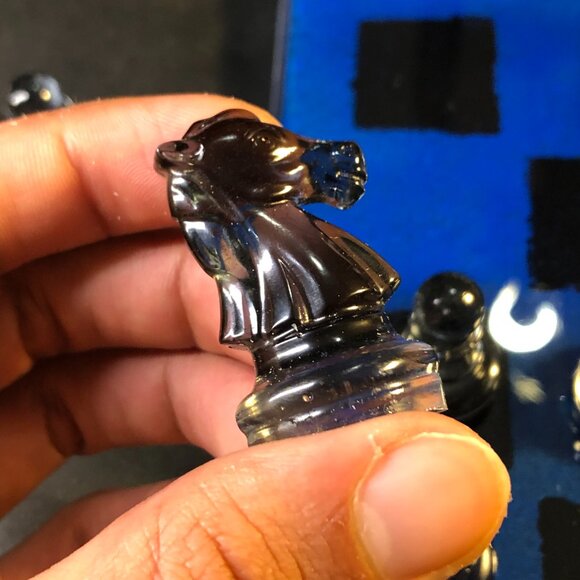 Resin Chess Set - Blue and Black