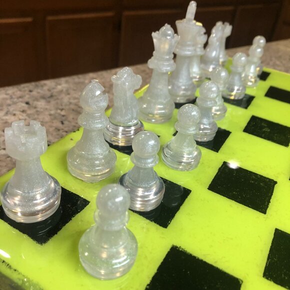 Resin Chess Set - Lime Green