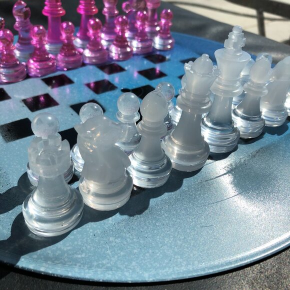 Vinyl Chess Set - Blue Mist