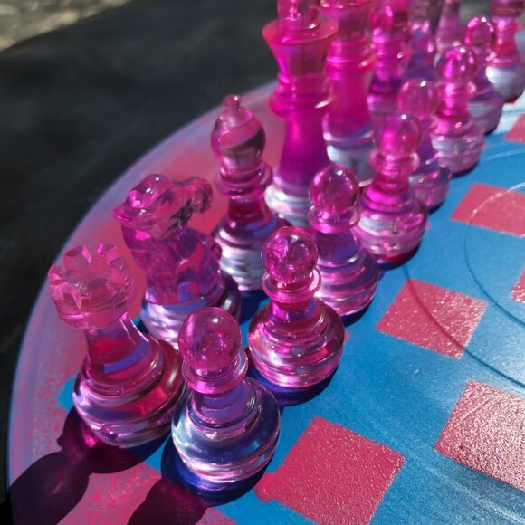 Vinyl Chess Set - Pink and Blue